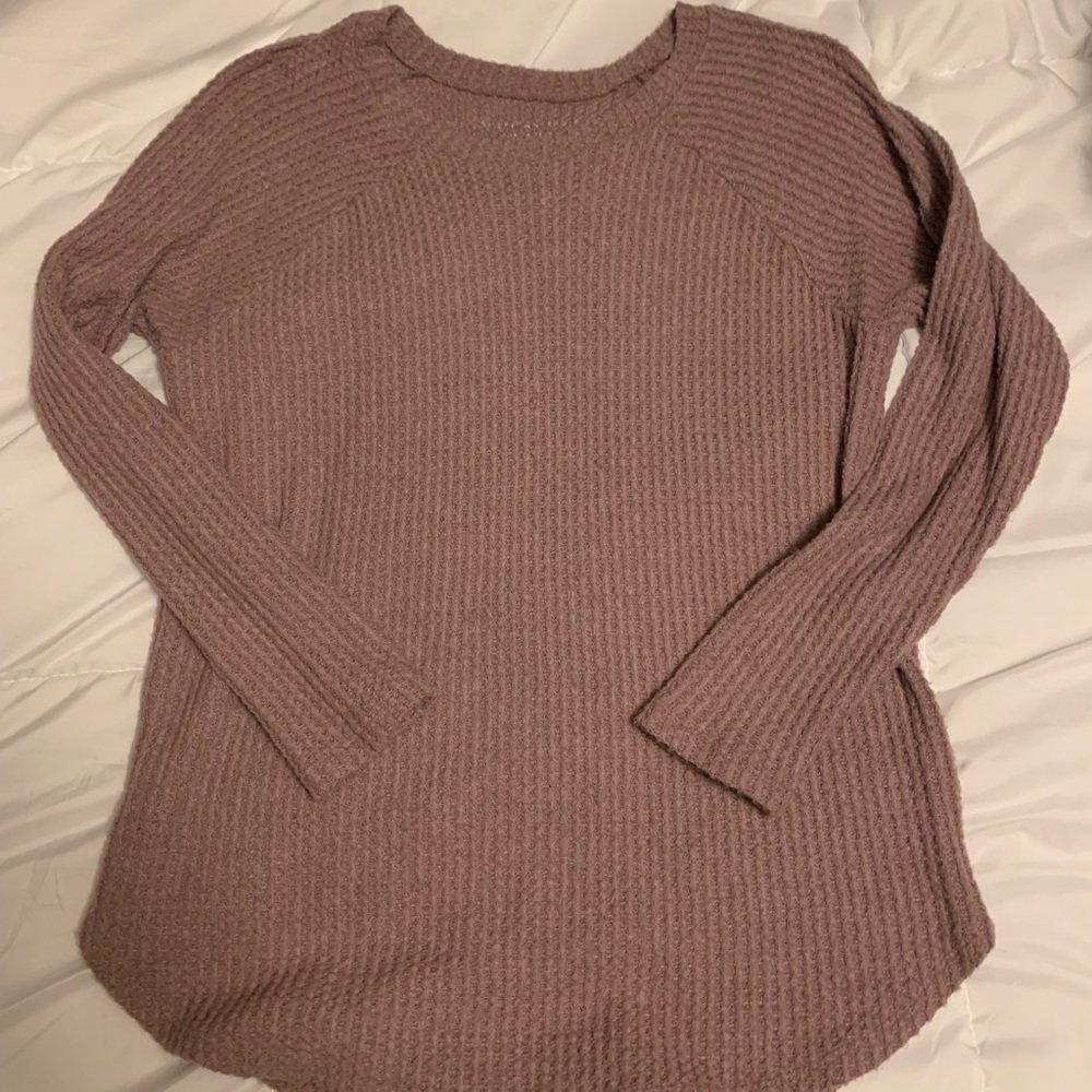 America Eagle Long Sleeve Waffle Shirt Mauve Size S